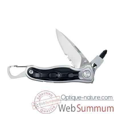 LEATHERMAN-830433-Couteau modèle e307x, lame mi-crantée, couteau fermé 9,84 cm, étui nylon, garantie 25 ans.