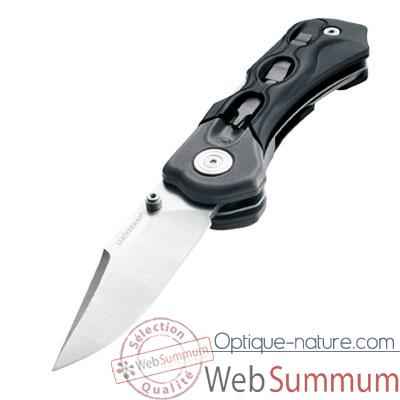 Video LEATHERMAN-830436-Couteau modele h502x, lame droite, couteau ferme 11,43 cm, etui en nylon, garantie 25 ans.